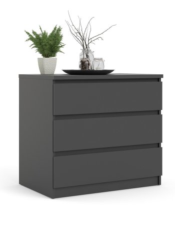 TVILUM Naia kommode, m. 3 skuffer - sort folie og plastik