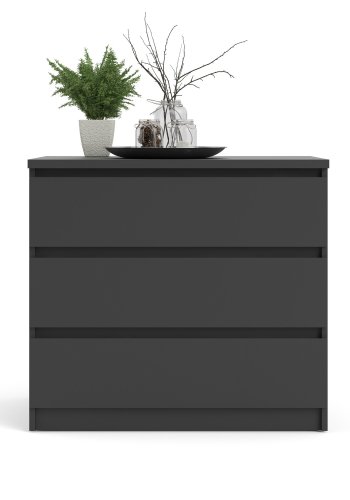 TVILUM Naia kommode, m. 3 skuffer - sort folie og plastik