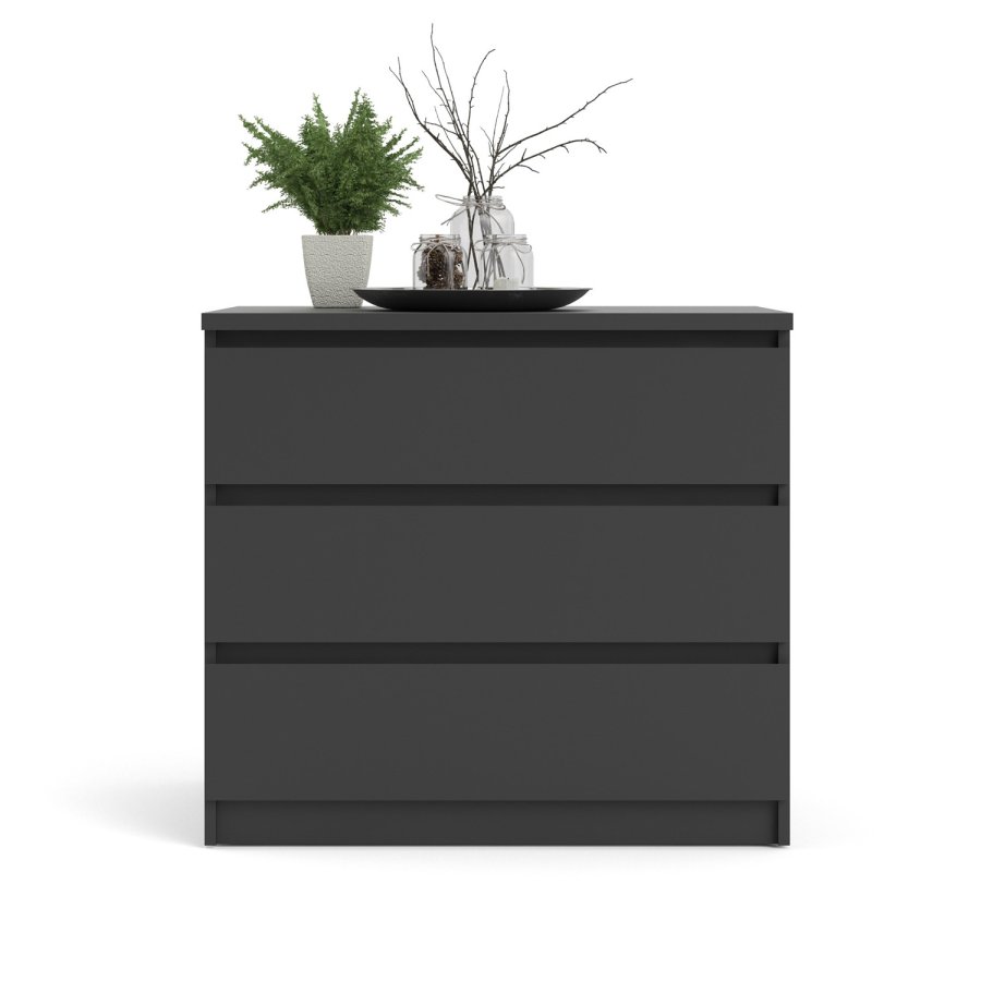TVILUM Naia kommode, m. 3 skuffer - sort folie og plastik