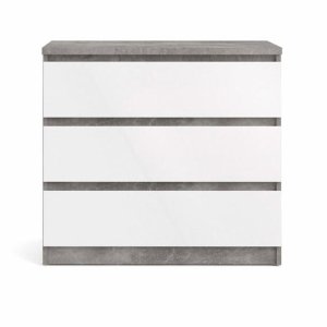 TVILUM Naia kommode, m. 3 skuffer - hvid/gr folie og plastik