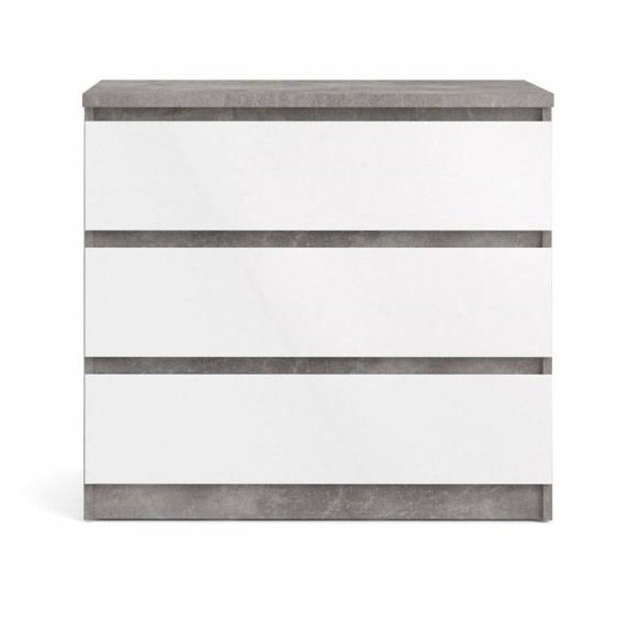 TVILUM Naia Kommode, m. 3 Schubladen - weiß/graue Folie und Kunststoff