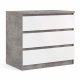 TVILUM Naia Kommode, m. 3 Schubladen - weiß/graue Folie und Kunststoff