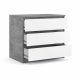 TVILUM Naia Kommode, m. 3 Schubladen - weiß/graue Folie und Kunststoff