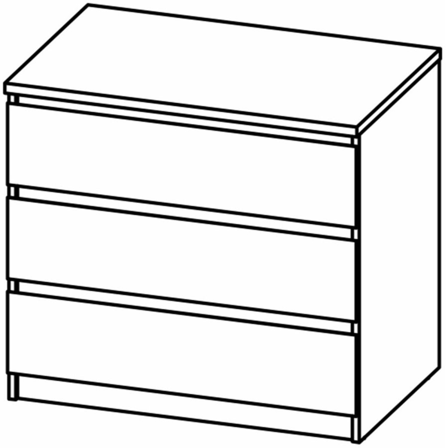 TVILUM Naia Kommode, m. 3 Schubladen - weiß/graue Folie und Kunststoff