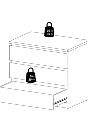 TVILUM Naia Kommode, m. 3 Schubladen - weiß/graue Folie und Kunststoff