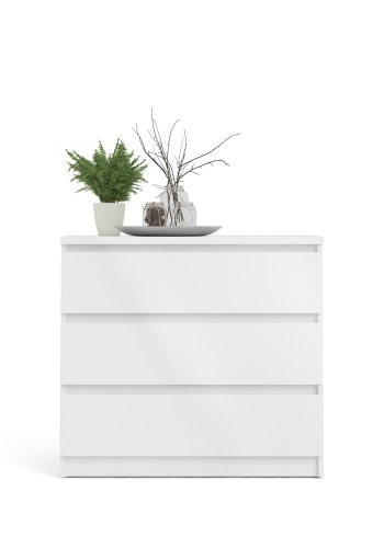 TVILUM Naia Kommode - weiß Hochglanz Holz, m. 3 Schubladen