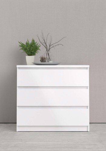 TVILUM Naia Kommode - weiß Hochglanz Holz, m. 3 Schubladen