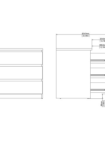 TVILUM Naia Kommode - weiß Hochglanz Holz, m. 3 Schubladen