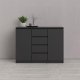TVILUM Naia Sideboard, m. 2 Türen und 4 Schubladen - schwarze Spanplatte (120,8x50)