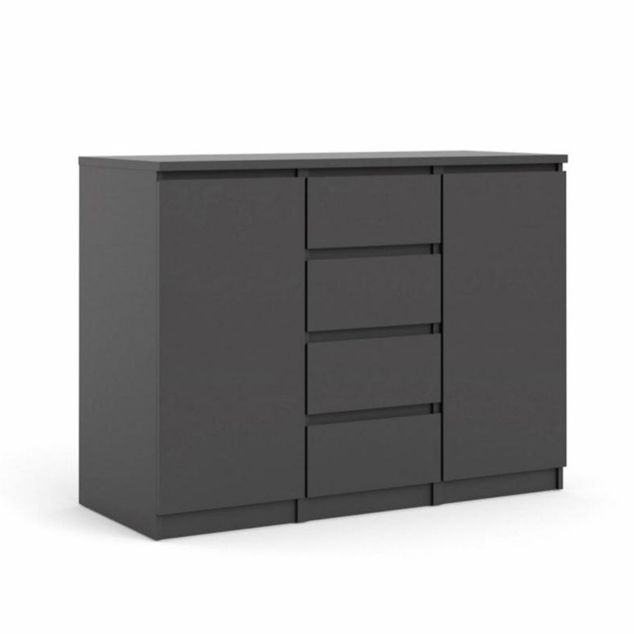 TVILUM Naia Sideboard, m. 2 Türen und 4 Schubladen - schwarze Spanplatte (120,8x50)