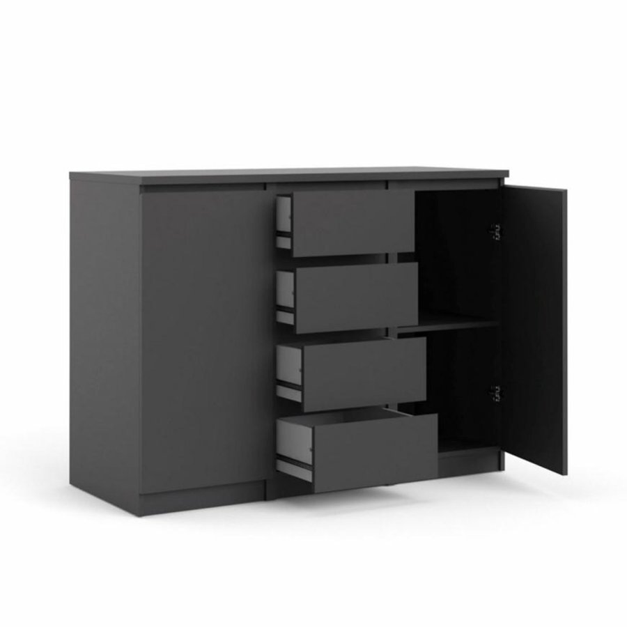 TVILUM Naia Sideboard, m. 2 Türen und 4 Schubladen - schwarze Spanplatte (120,8x50)