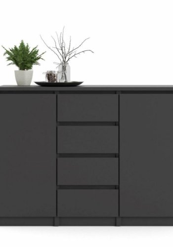 TVILUM Naia Sideboard, m. 2 Türen und 4 Schubladen - schwarze Spanplatte (120,8x50)
