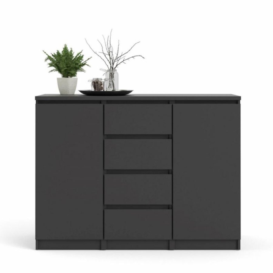 TVILUM Naia Sideboard, m. 2 Türen und 4 Schubladen - schwarze Spanplatte (120,8x50)