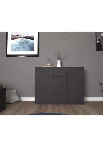 TVILUM Naia Sideboard, m. 2 Türen und 4 Schubladen - schwarze Spanplatte (120,8x50)