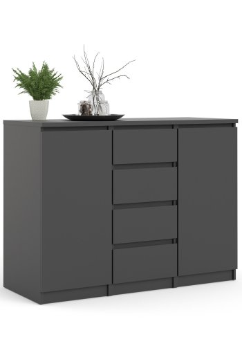 TVILUM Naia Sideboard, m. 2 Türen und 4 Schubladen - schwarze Spanplatte (120,8x50)