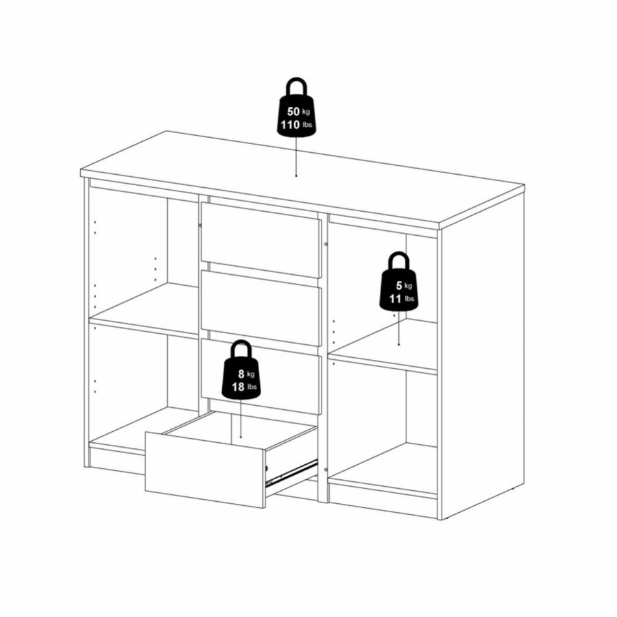 TVILUM Naia Sideboard, m. 2 Türen und 4 Schubladen - schwarze Spanplatte (120,8x50)