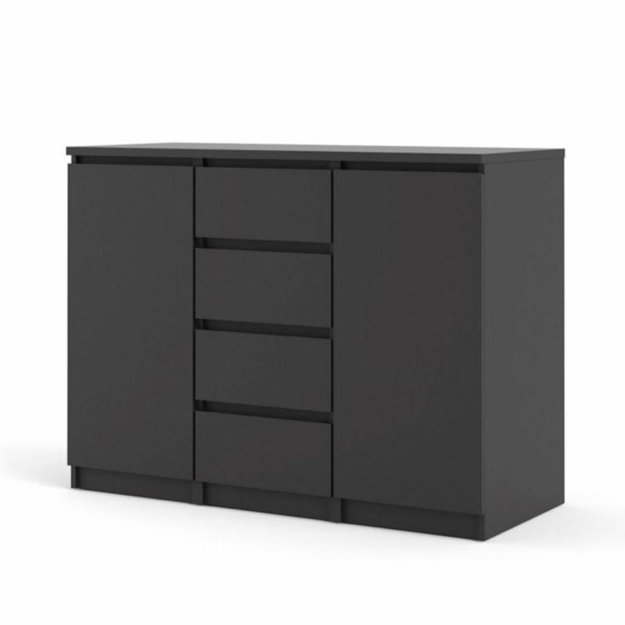 TVILUM Naia Sideboard, m. 2 Türen und 4 Schubladen - schwarze Spanplatte (120,8x50)
