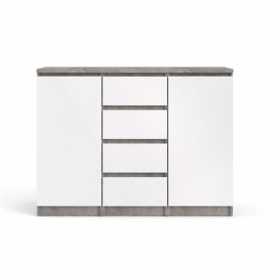 TVILUM Naia Skänk, med 2 Luckor och 4 Ldor - Gr och Vitt Folie (120,8 x 50 cm)