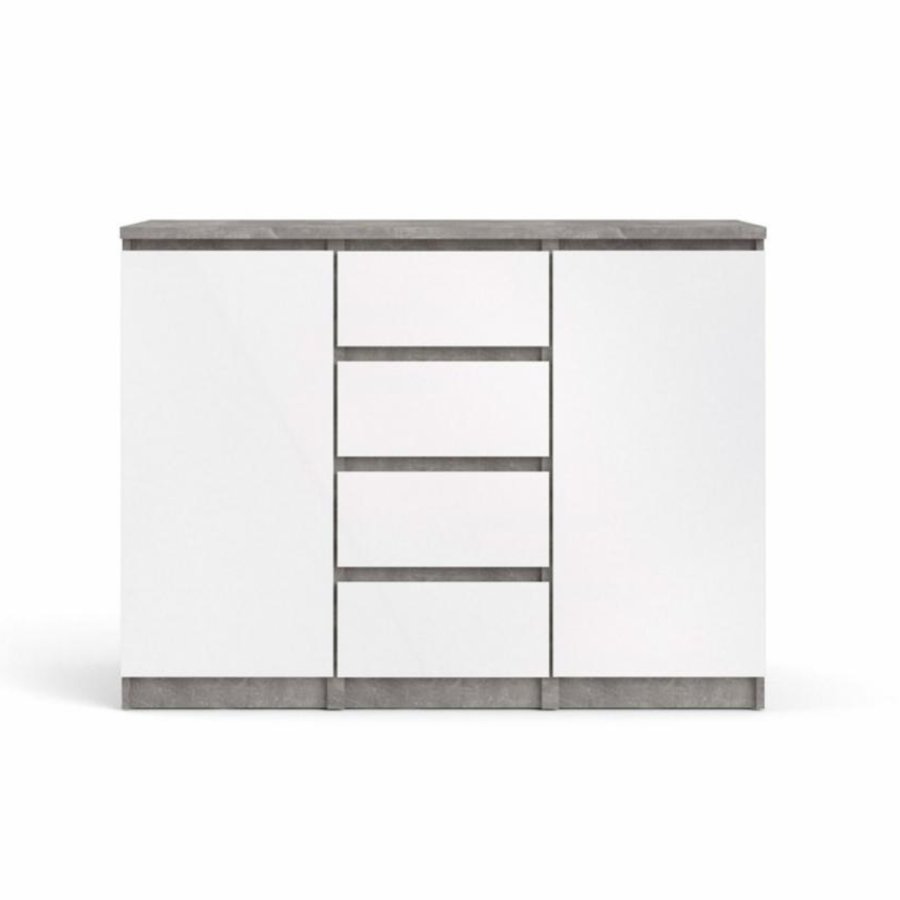 TVILUM Naia Sideboard, m. 2 Türen und 4 Schubladen - graue und weiße Folie (120,8x50)