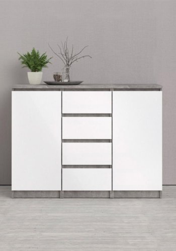 TVILUM Naia Sideboard, m. 2 Türen und 4 Schubladen - graue und weiße Folie (120,8x50)
