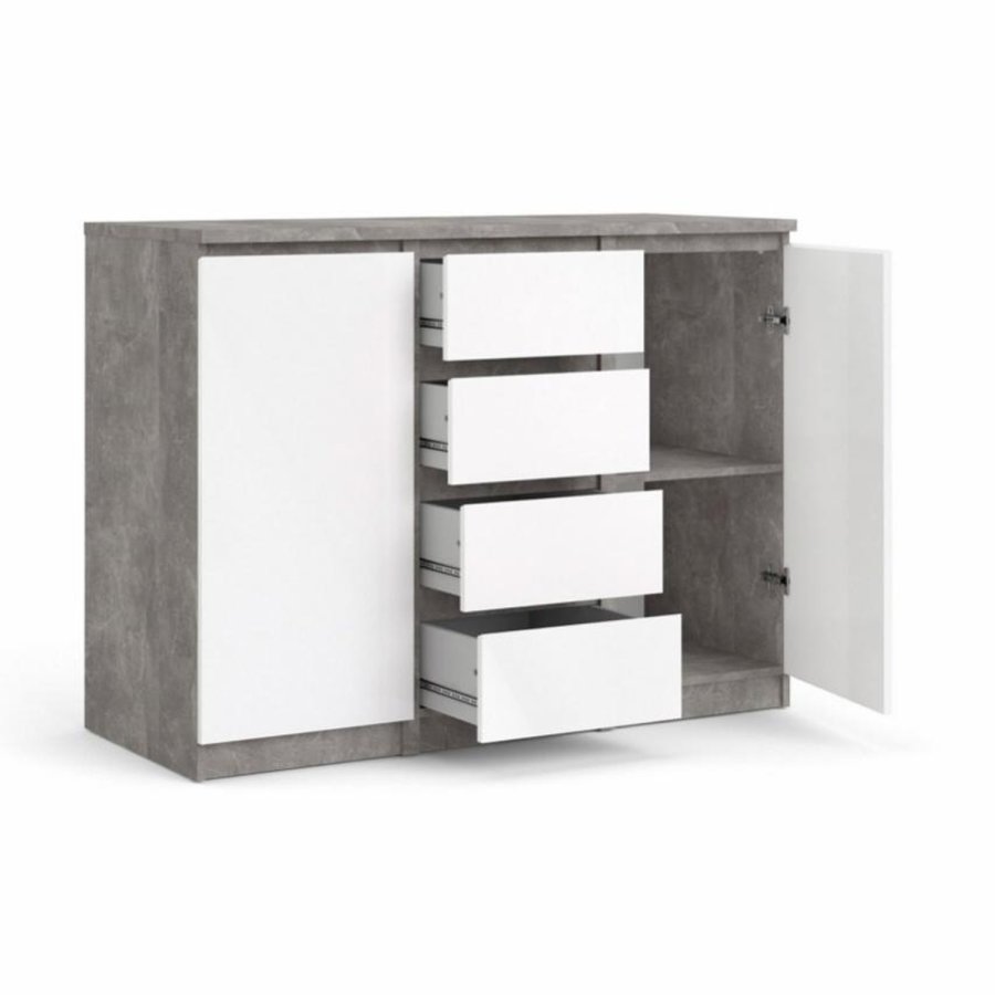 TVILUM Naia Sideboard, m. 2 Türen und 4 Schubladen - graue und weiße Folie (120,8x50)