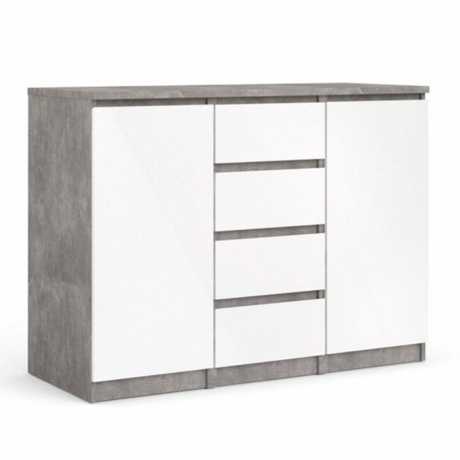 TVILUM Naia Sideboard, m. 2 Türen und 4 Schubladen - graue und weiße Folie (120,8x50)