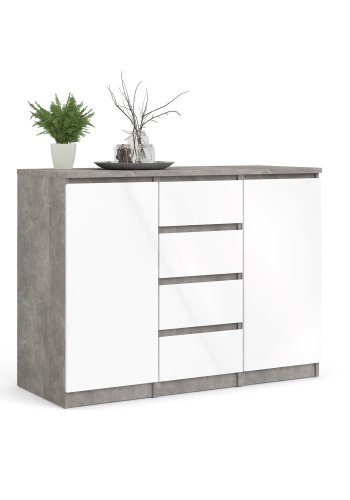 TVILUM Naia Sideboard, m. 2 Türen und 4 Schubladen - graue und weiße Folie (120,8x50)