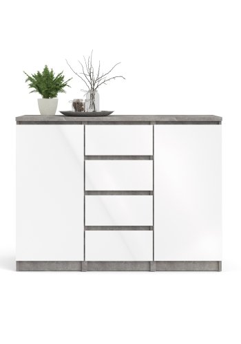 TVILUM Naia Sideboard, m. 2 Türen und 4 Schubladen - graue und weiße Folie (120,8x50)