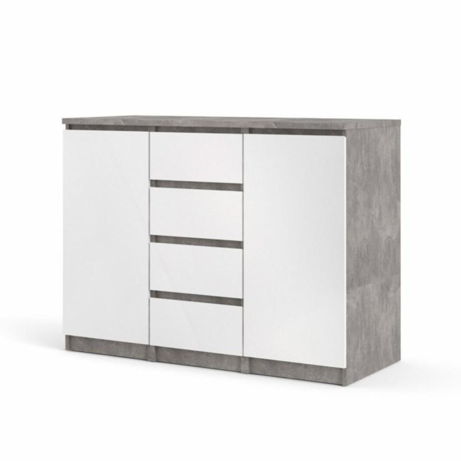 TVILUM Naia Sideboard, m. 2 Türen und 4 Schubladen - graue und weiße Folie (120,8x50)