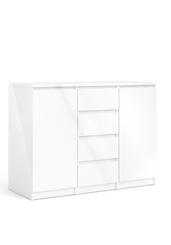 TVILUM Naia Sideboard - Holz weiß Hochglanz, mit 2 Türen und 4 Schubladen