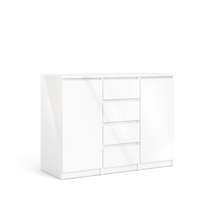 TVILUM Naia Sideboard - Holz weiß Hochglanz, mit 2 Türen und 4 Schubladen