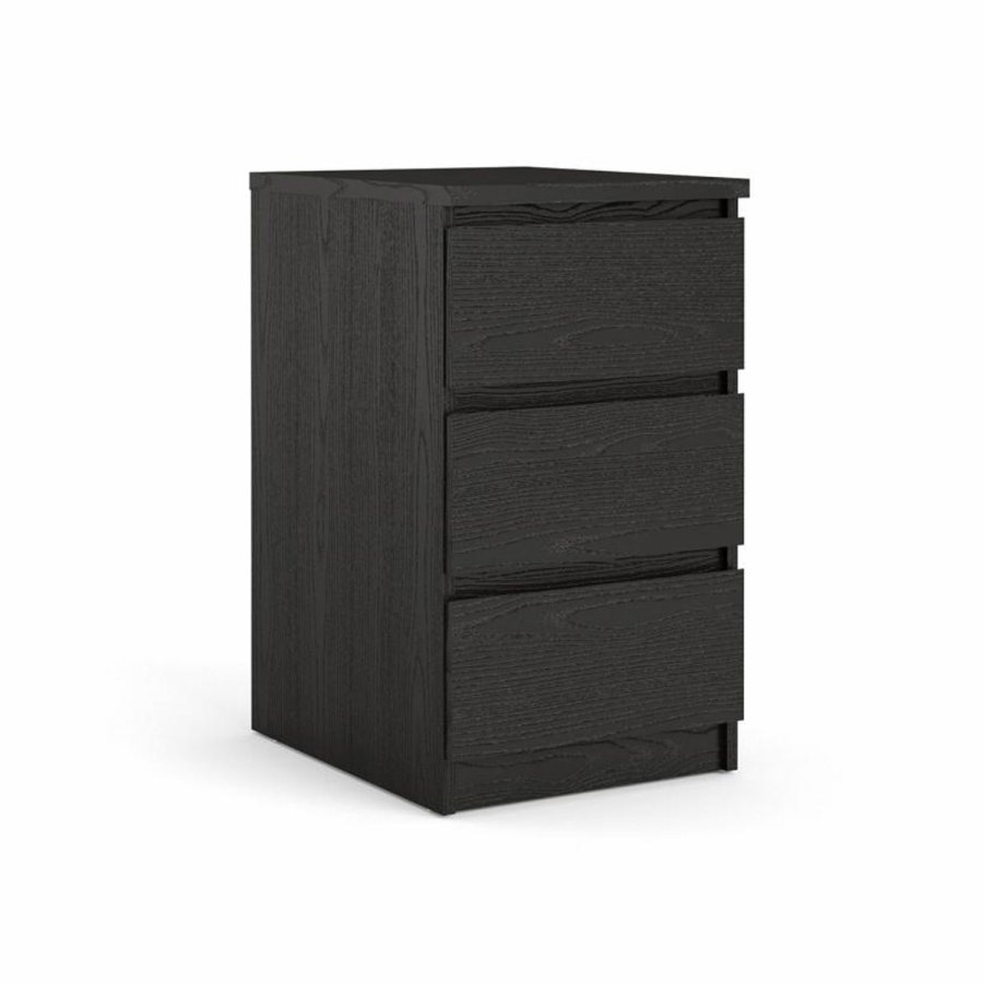 TVILUM Naia kommode, m. 3 skuffer - sort folie og plastik