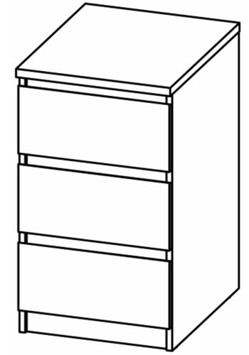 TVILUM Naia kommode, m. 3 skuffer - sort folie og plastik