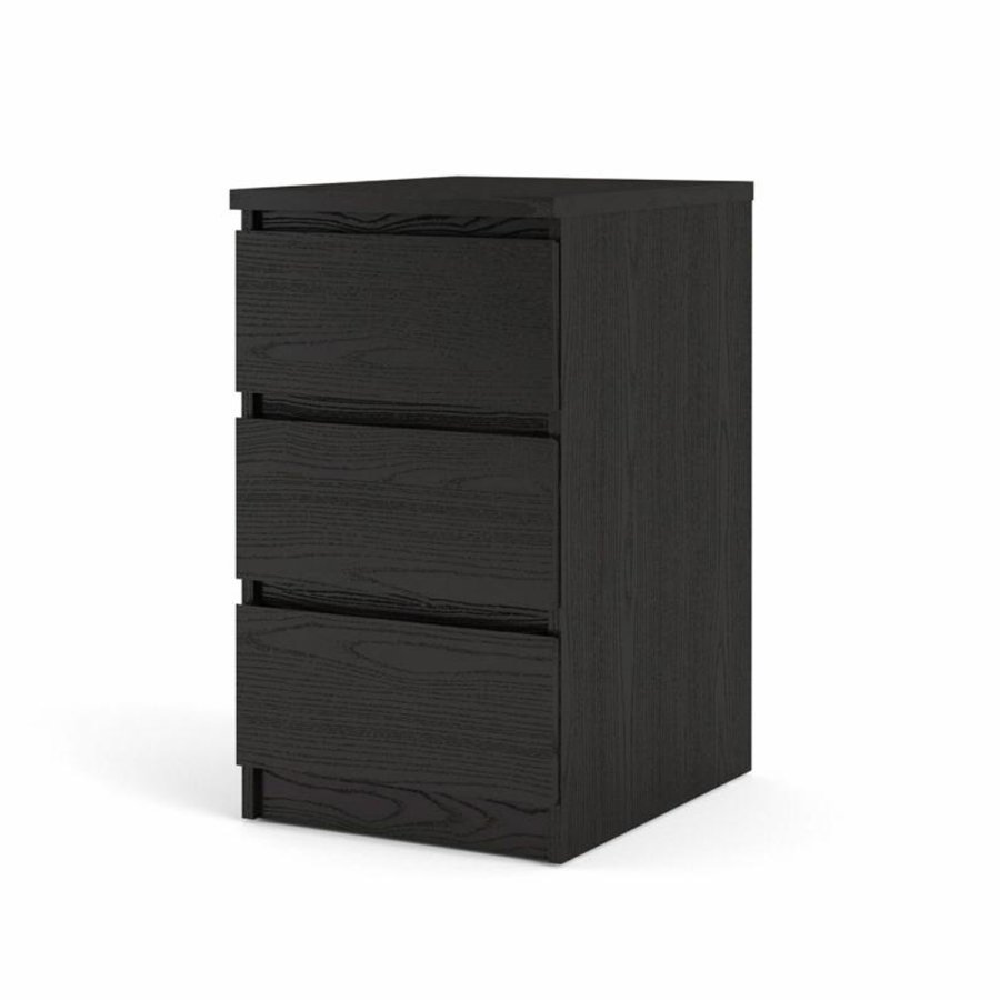 TVILUM Naia kommode, m. 3 skuffer - sort folie og plastik