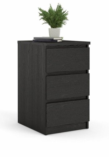 TVILUM Naia kommode, m. 3 skuffer - sort folie og plastik