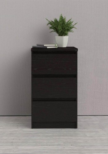 TVILUM Naia kommode, m. 3 skuffer - sort folie og plastik