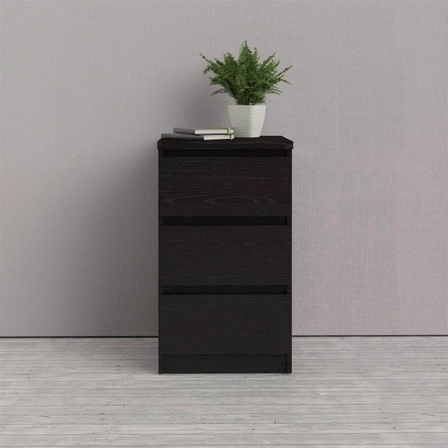 TVILUM Naia kommode, m. 3 skuffer - sort folie og plastik