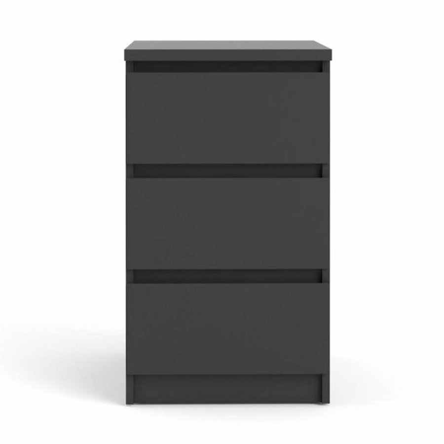 TVILUM Naia kommode, m. 3 skuffer - sort folie og plastik