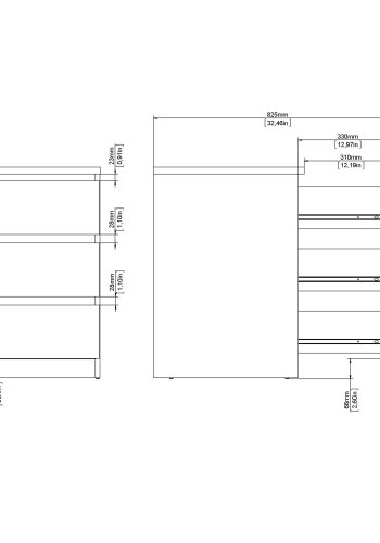 TVILUM Naia kommode, m. 3 skuffer - sort folie og plastik
