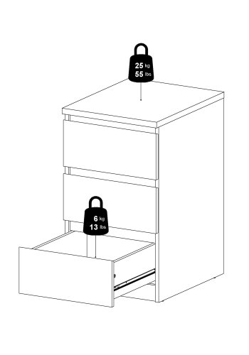 TVILUM Naia kommode, m. 3 skuffer - sort folie og plastik
