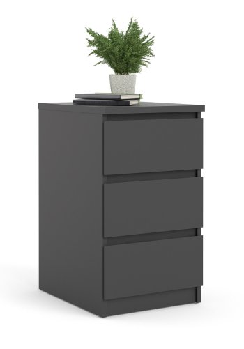 TVILUM Naia kommode, m. 3 skuffer - sort folie og plastik