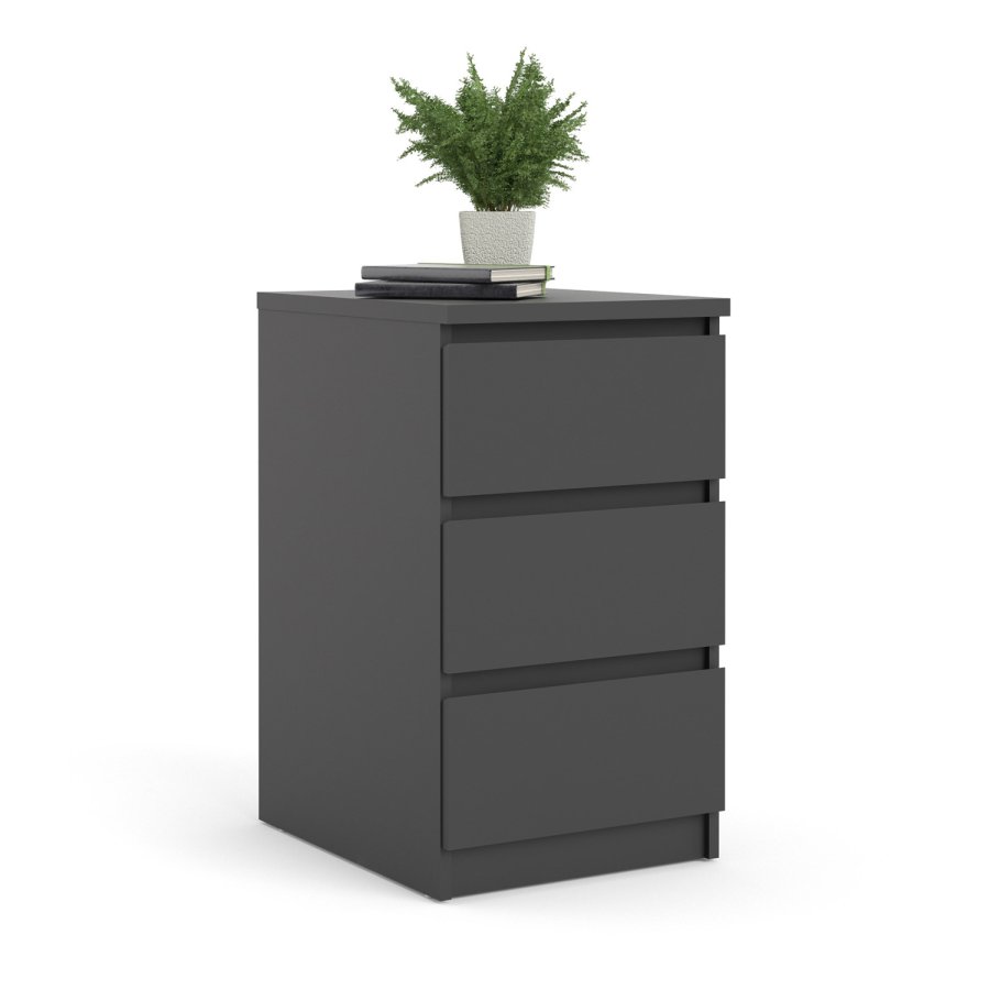 TVILUM Naia kommode, m. 3 skuffer - sort folie og plastik