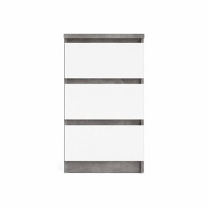 TVILUM Naia kommode, m. 3 skuffer - hvid/gr folie og plastik