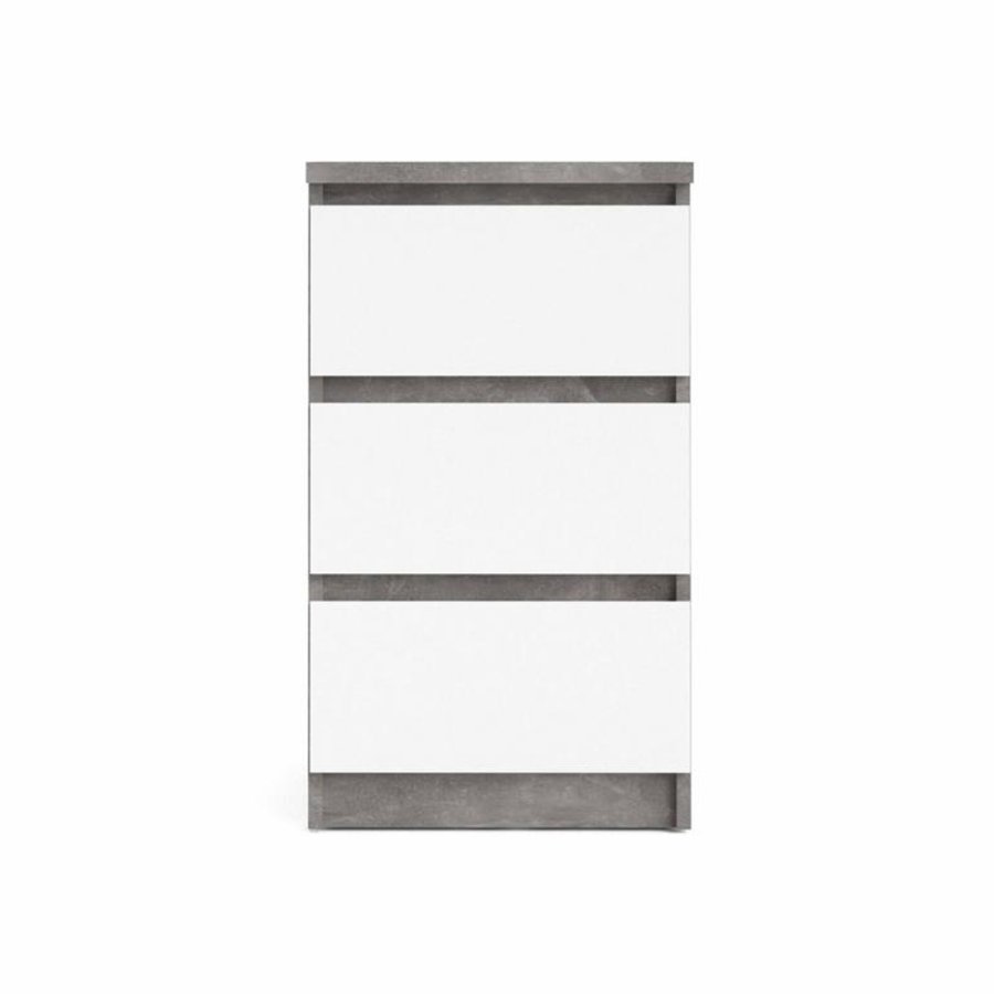 TVILUM Naia Kommode, m. 3 Schubladen - weiß/graue Folie und Kunststoff