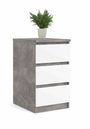 TVILUM Naia Kommode, m. 3 Schubladen - weiß/graue Folie und Kunststoff