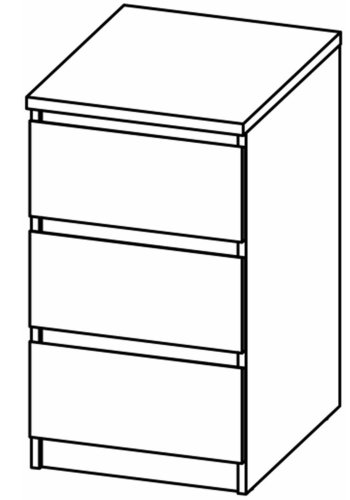 TVILUM Naia Kommode, m. 3 Schubladen - weiß/graue Folie und Kunststoff