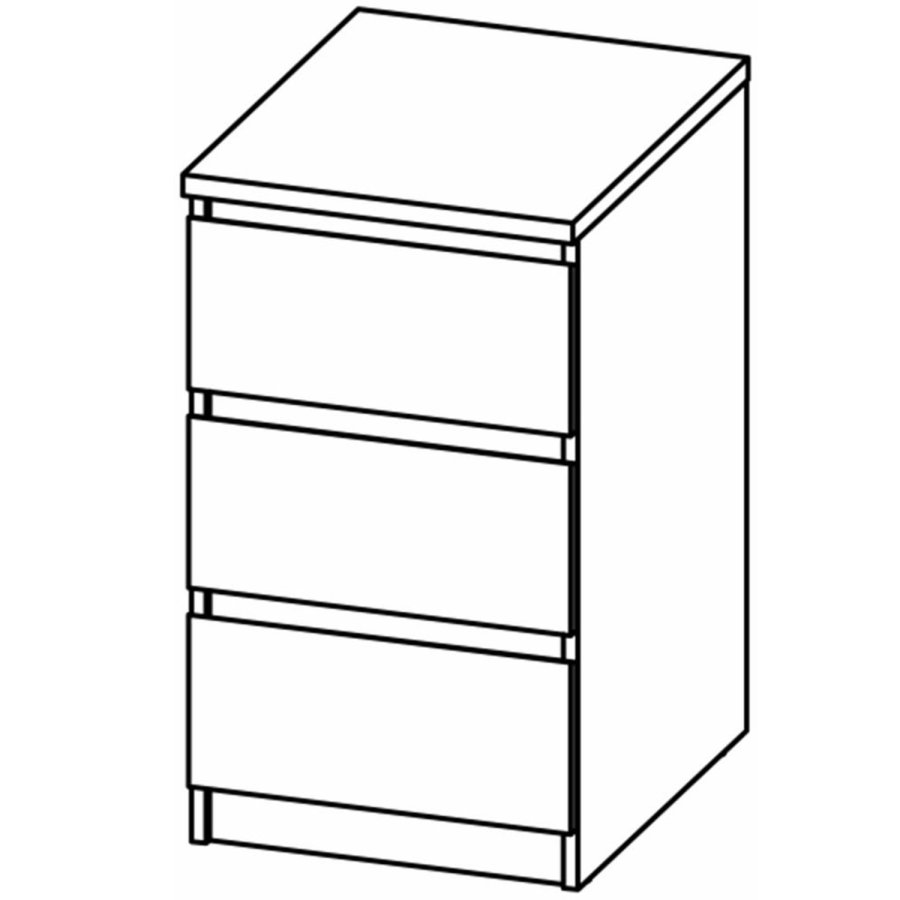 TVILUM Naia Kommode, m. 3 Schubladen - weiß/graue Folie und Kunststoff