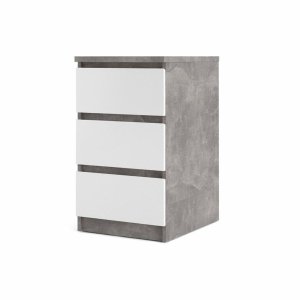 TVILUM Naia kommode, m. 3 skuffer - hvid/gr� folie og plastik