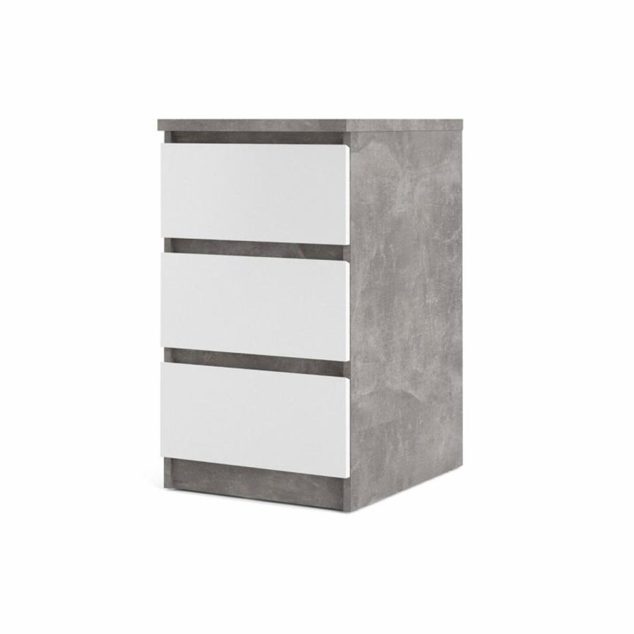 TVILUM Naia Kommode, m. 3 Schubladen - weiß/graue Folie und Kunststoff