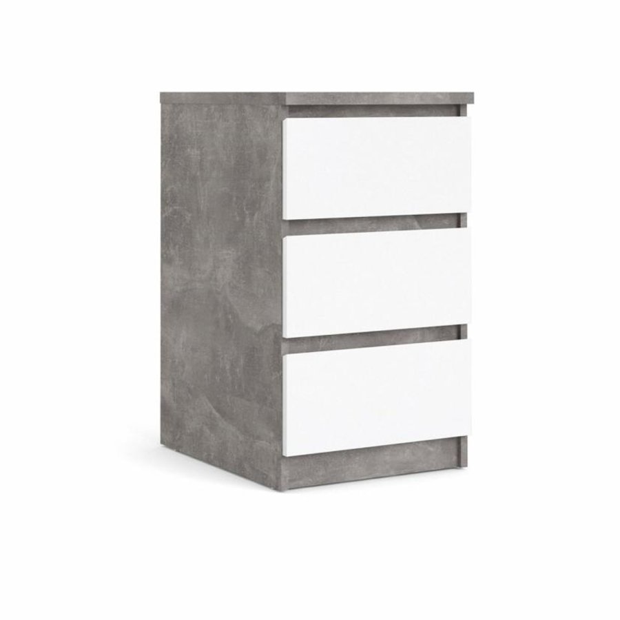 TVILUM Naia Kommode, m. 3 Schubladen - weiß/graue Folie und Kunststoff